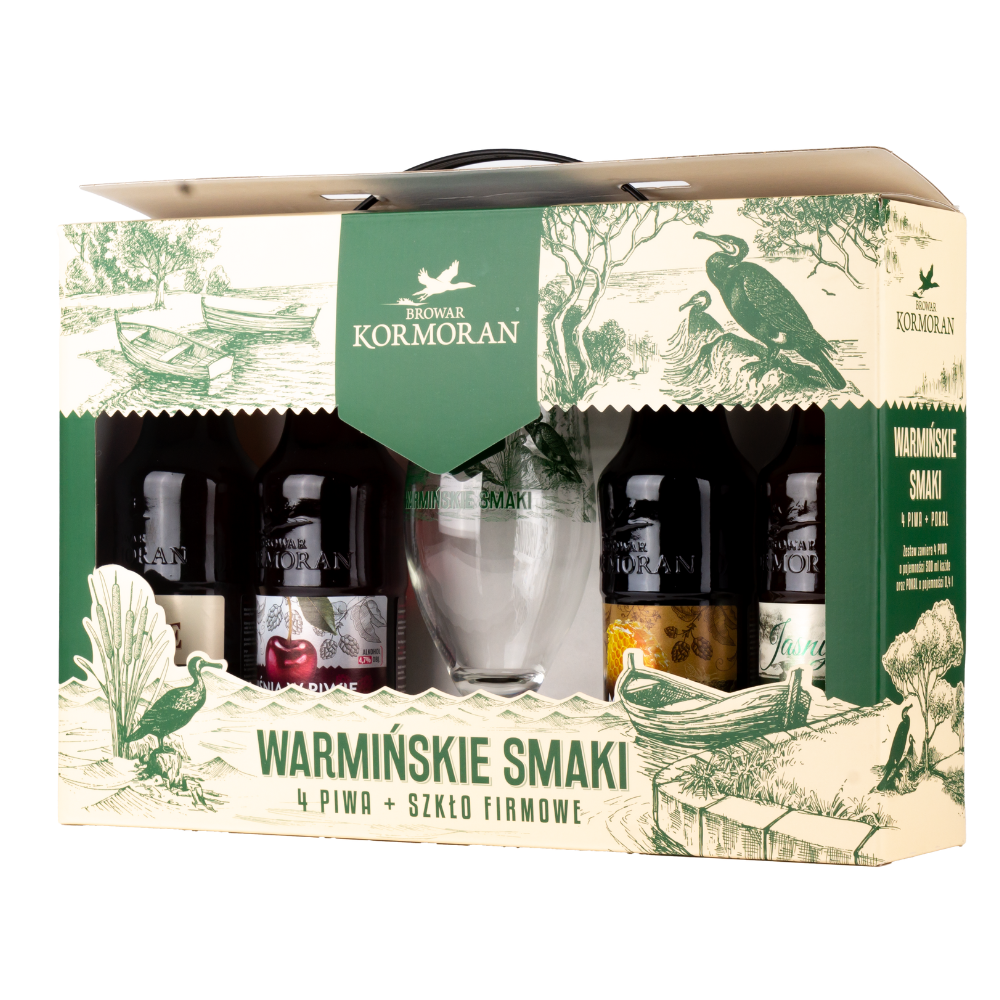 Piwo Kormoran Zestaw Warmińskie Smaki 4 x 500 ml + Szkło