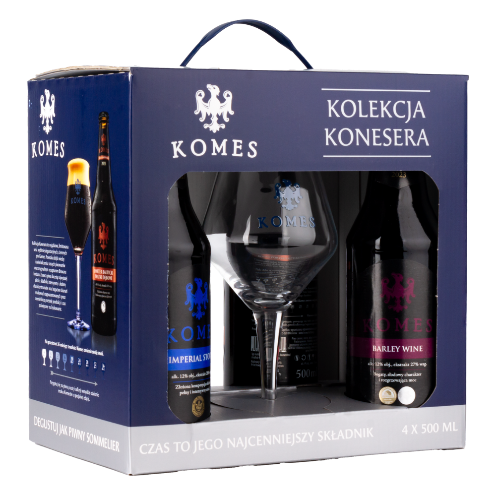 Piwo Komes Zestaw Kolekcja Konesera 4 x 500 ml + Pokal