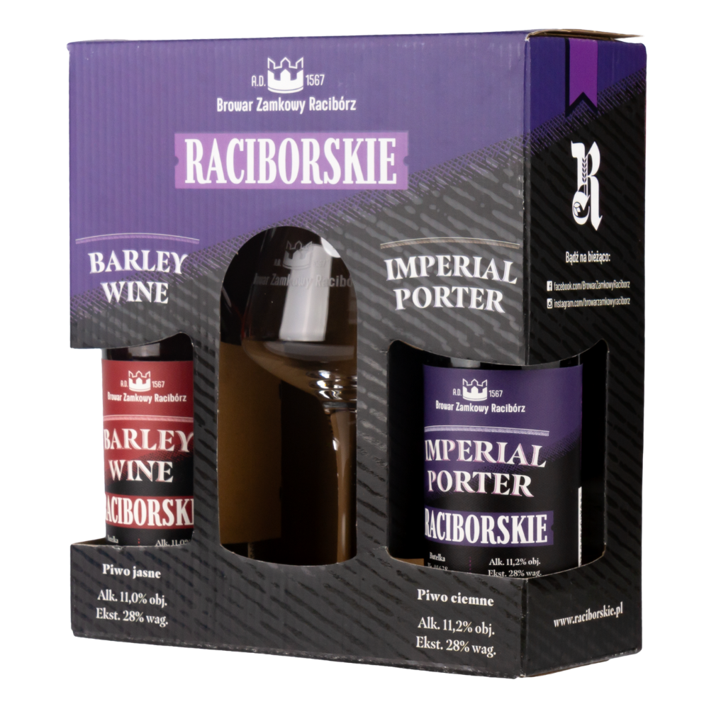 Piwo Raciborskie Zestaw Barley Wine + Imperial Porter + Szkło Degustacyjne