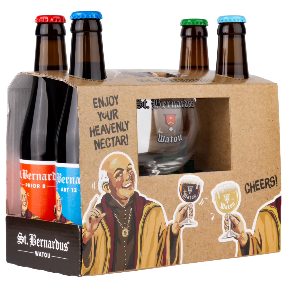 Piwo St. Bernardus Zestaw 4 x 330 ml + Szkło