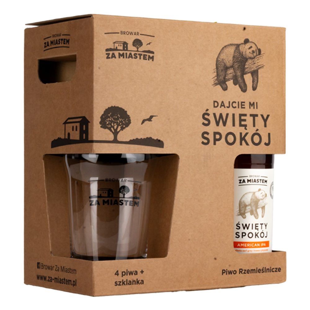 Piwo Za Miastem USA Zestaw 4 Piwa 5,2% 500 ml + Szkło