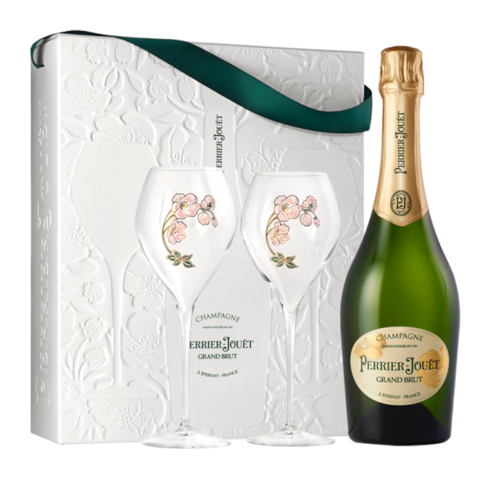 Szampan Perrier Jouet Grand Brut 12% białe wytrawne 750 ml + 2 kieliszki