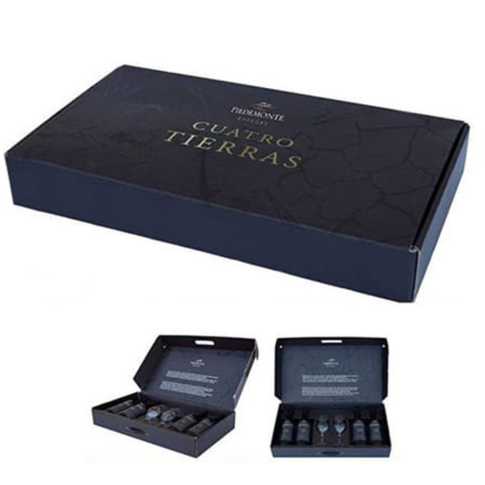 Wino Piedemonte Cuatro Tierras 14,5% czerwone wytrawne 4x 750 ml + kieliszki