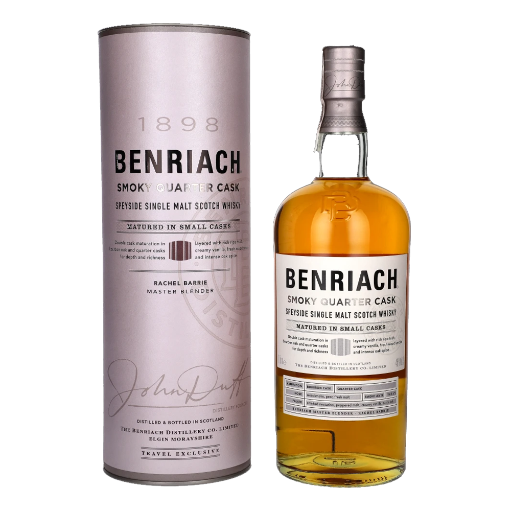 Whisky Benriach Smokey Quarter Cask 46% 1000 ml zestaw
