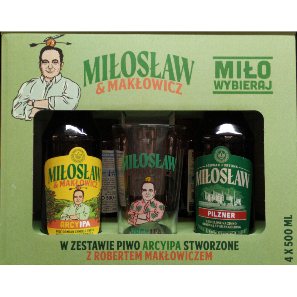 Piwo Miłosław Makłowicz Arcyapa 500 ml 4-pak z szklanką
