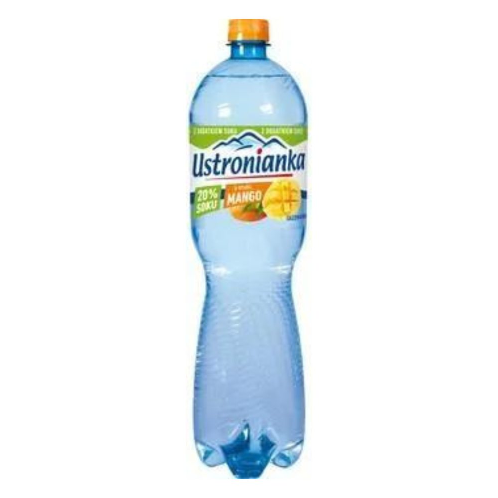 Woda Ustronianka o smaku mango z 20% soku gazowana 1500 ml