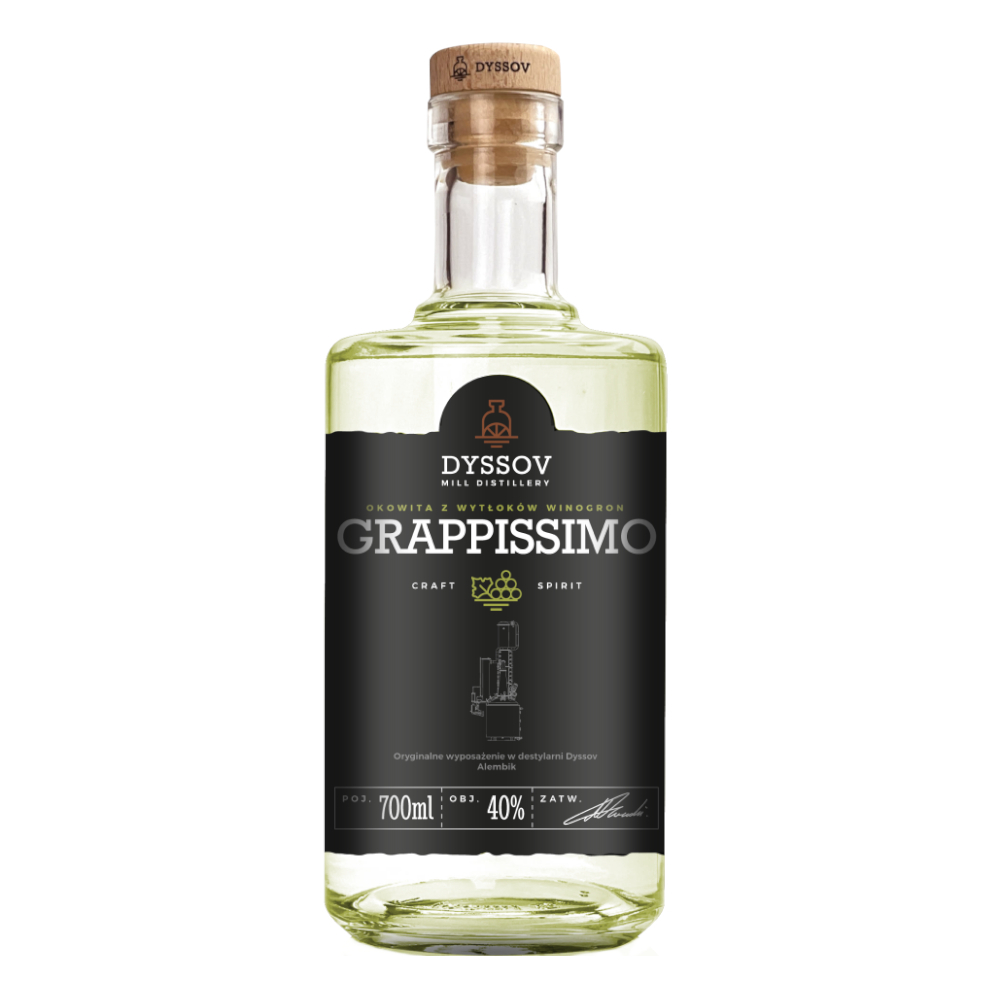 Okowita rzemieślnicza z wytłoków winogron Grappissimo Dyssov 40% 700 ml