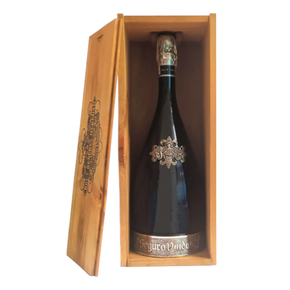 Wino Musujące Segura Viudas Reserva Drewniana Skrzynia skrzynia 12% białe wytrawne 1500 ml