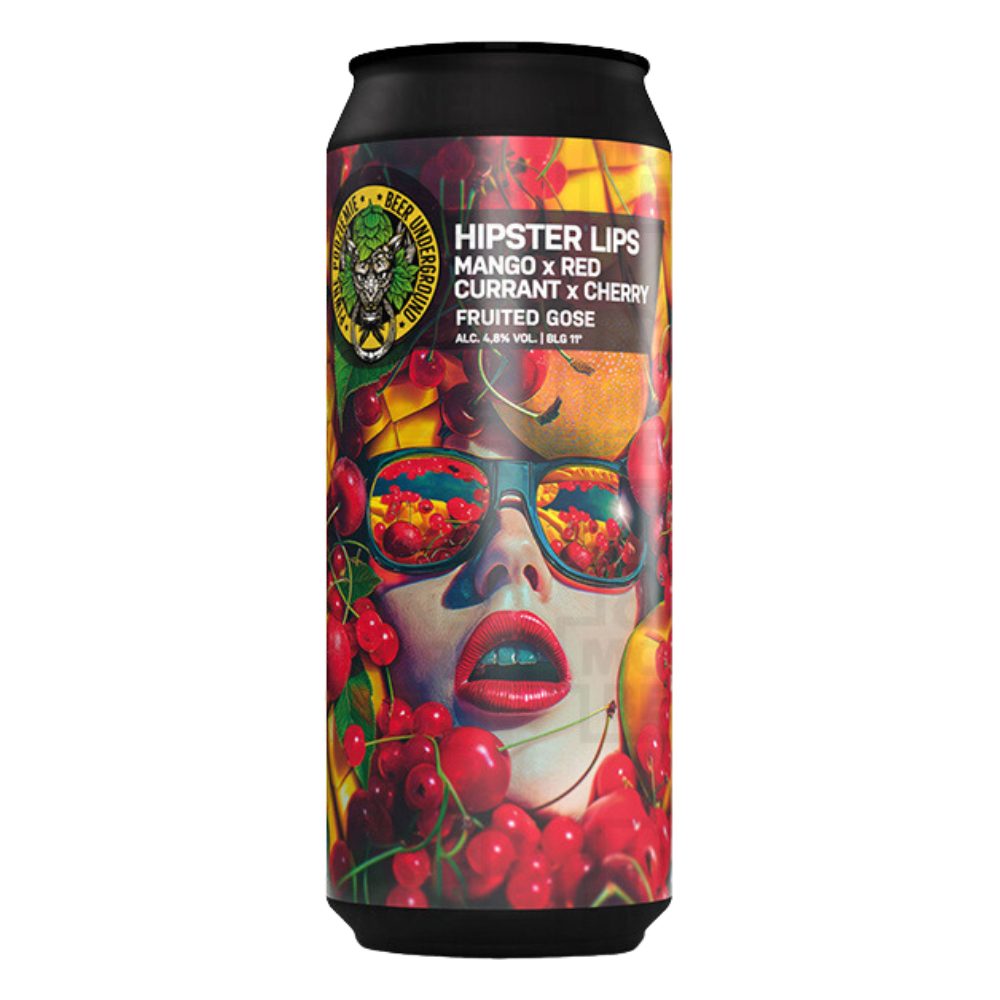 Piwo Piwne Podziemie Hipster Lips - Mango, Red Currant, Cherry Gose 4,8% 500 ml Puszka