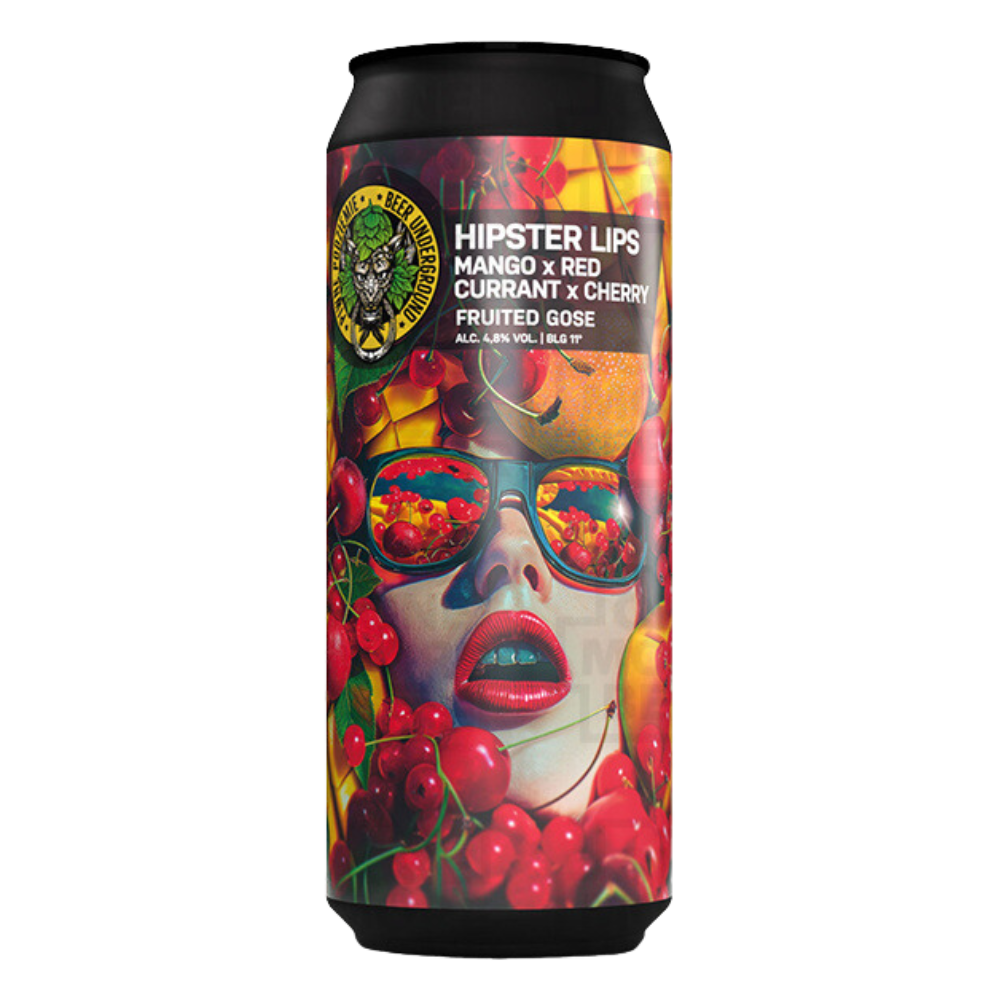 Piwo Piwne Podziemie Hipster Lips - Mango, Red Currant, Cherry Gose 4,8% 500 ml Puszka