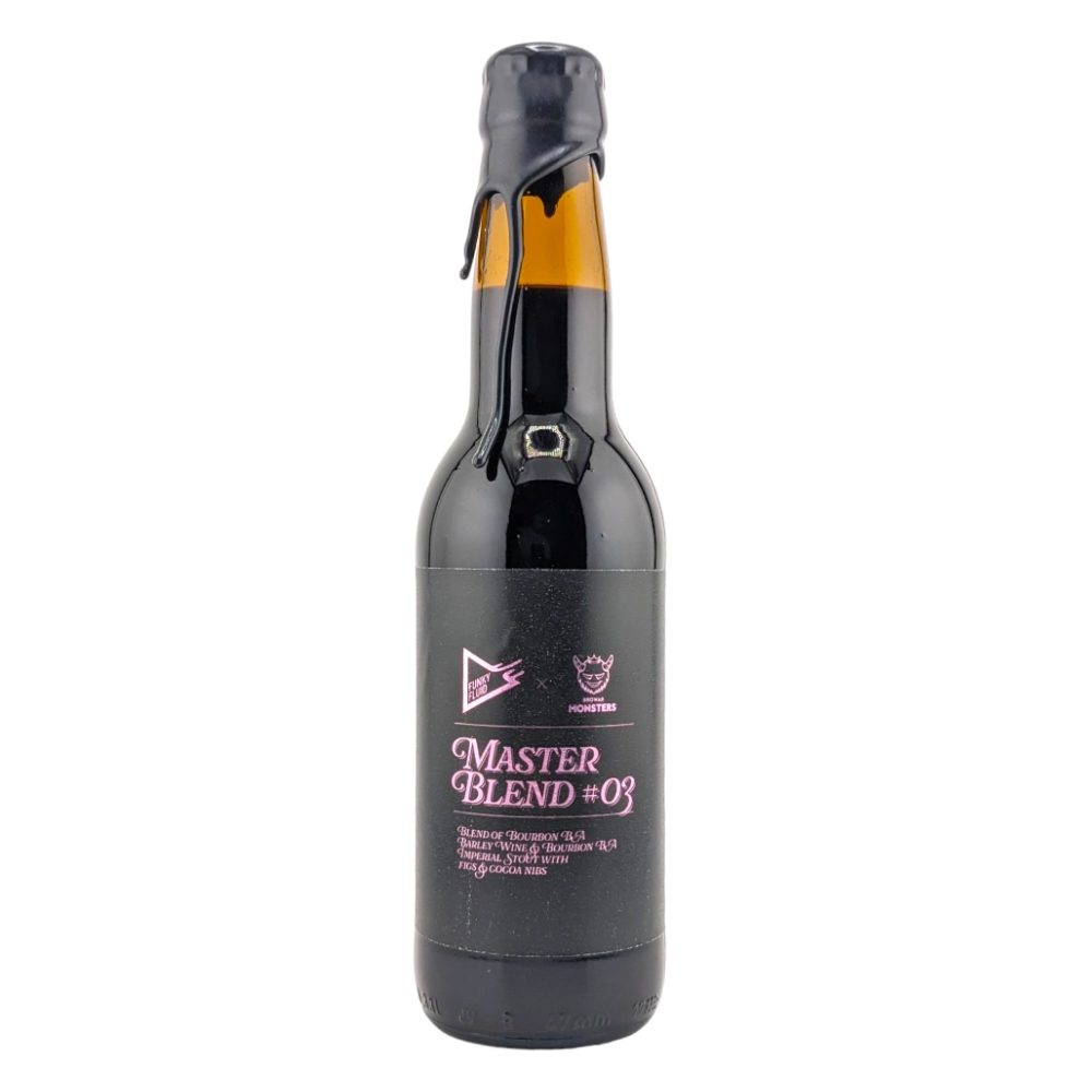 Piwo Funky Fluid/Monsters Master Blend #3 - Blend of Bourbon, Barley Wine, Imperial Stout with Vanilla, Cocoa Nibs, and Maple Syrup 13,5% 500 ml