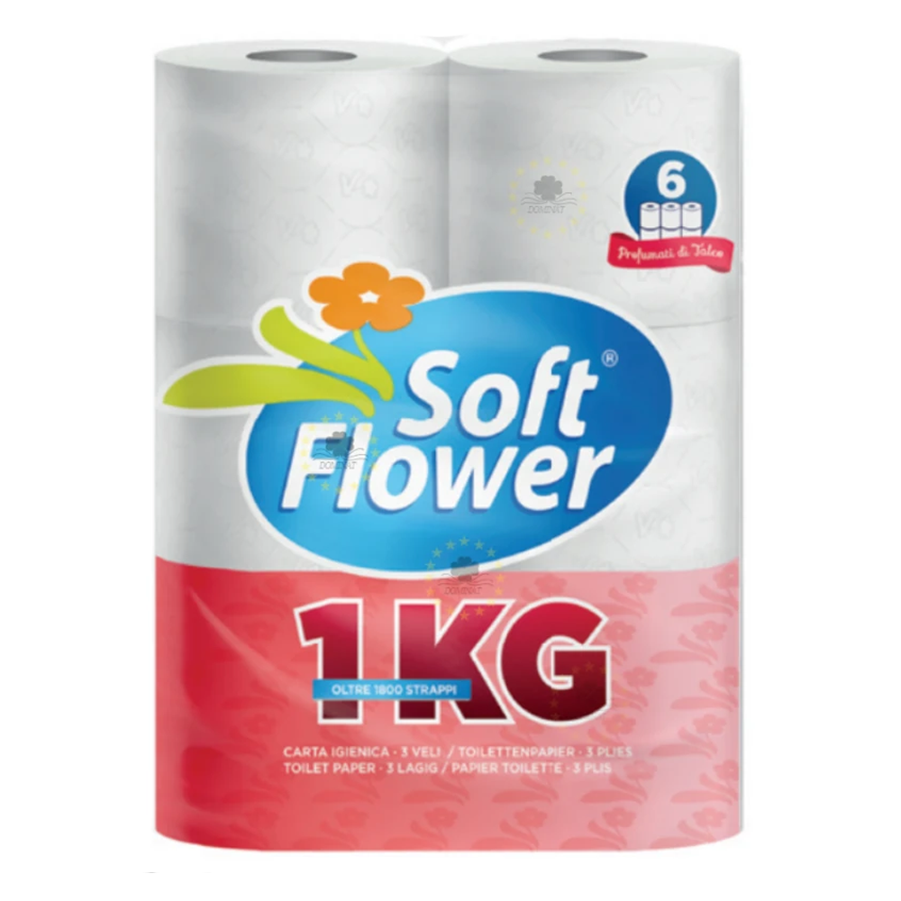 Papier Toaletowy Soft Flower 1 Kg 3-warstwowy 6 rolek