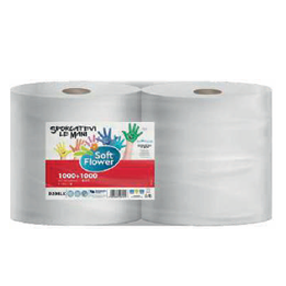 Czyściwo Przemysłowe Soft Flower białe 2-warstwowe 2 rolki 200 m 1000 listków