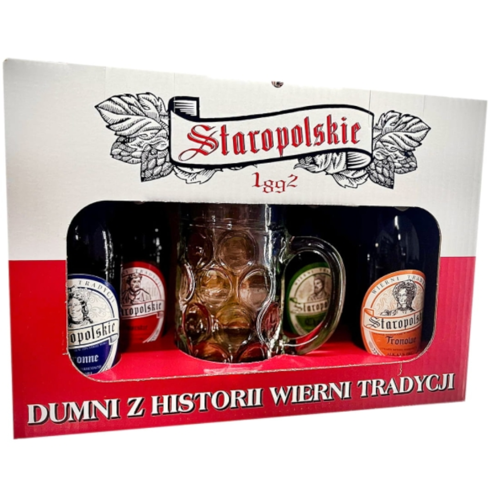 Piwo Zestaw Staropolski + Kufel 4 x 500 ml