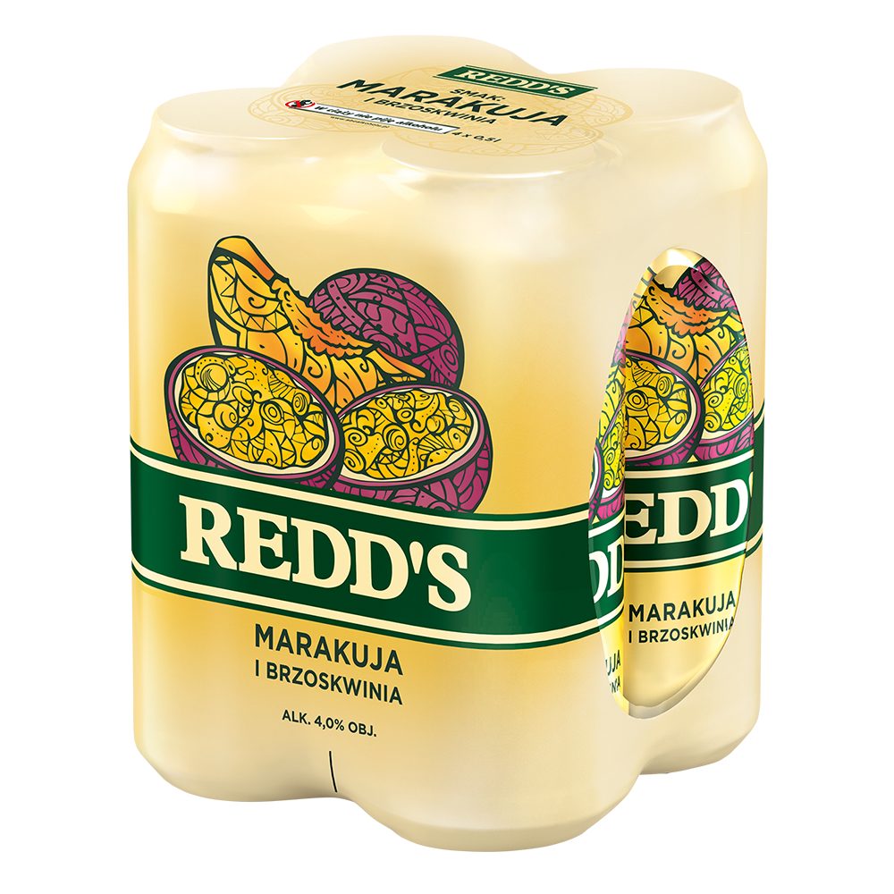 Piwo Redd's Marakuja Brzoskwinia 4% 500 ml 4 - pak Puszka