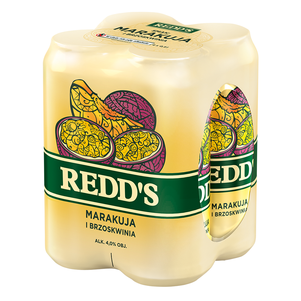 Piwo Redd's Marakuja Brzoskwinia 4% 500 ml 4 - pak Puszka