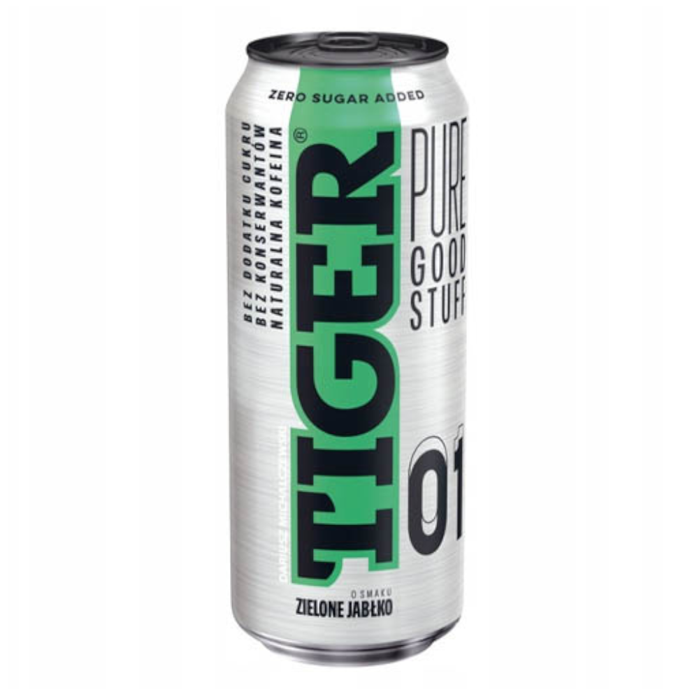 Energetyk Tiger z Niską Zawartością Kofeiny Zielone Jabłko 500 ml
