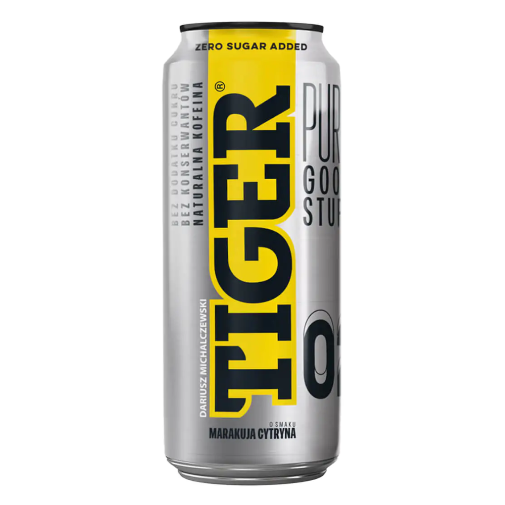 Energetyk Tiger z Niską Zawartością Kofeiny Marakuja Cytryna 500 ml