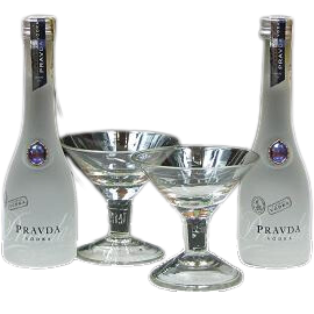 Wódka Miniaturka Pravda 40% 50 ml z 2 Kieliszkami
