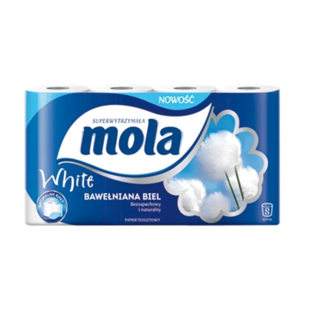 Papier Toaletowy Mola White Bawełniana Biel 8 rolek