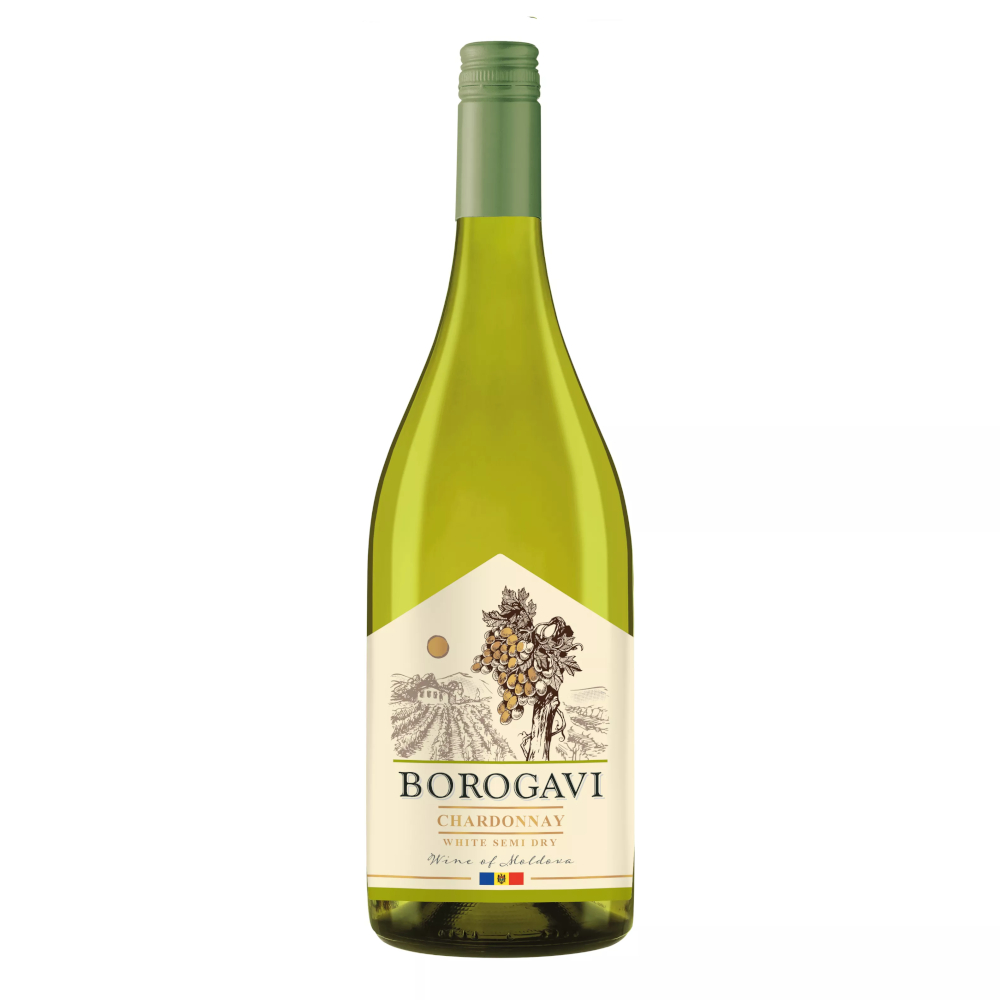 Wino Borogavi Chardonnay 12,5% białe półwytrawne 1000 ml