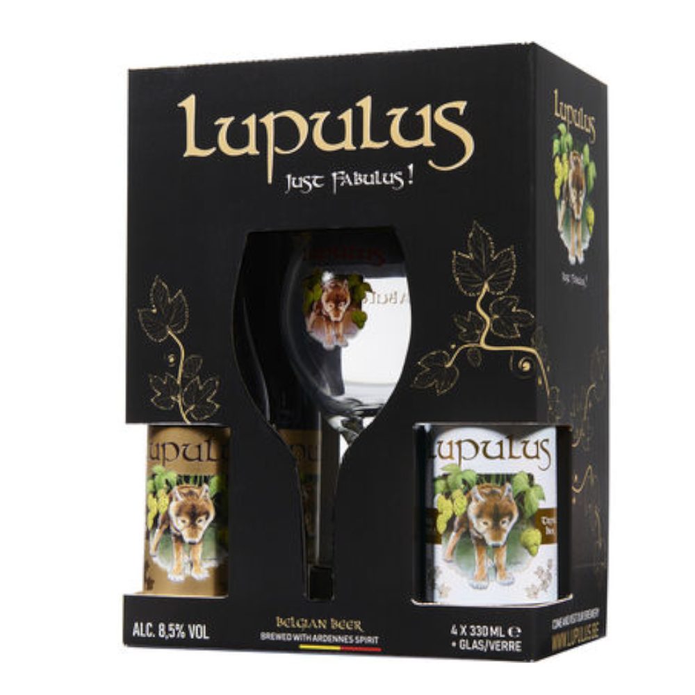 Piwo Lupulus 2x Blonde 330 ml 2x Brune 330 ml szkło 250 ml zestaw