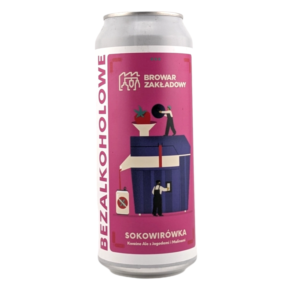 Piwo Zakładowy Sokowirówka Bezalkoholowa - Kwaśne Ale z Malinami i Jagodami 500 ml Puszka