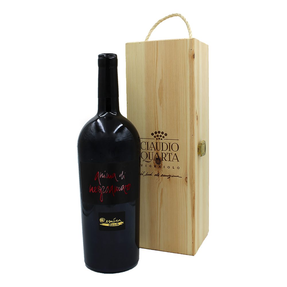 Wino Anima di Negroamaro 15% czerwone wytrawne 1500 ml w drewnianej skrzynce