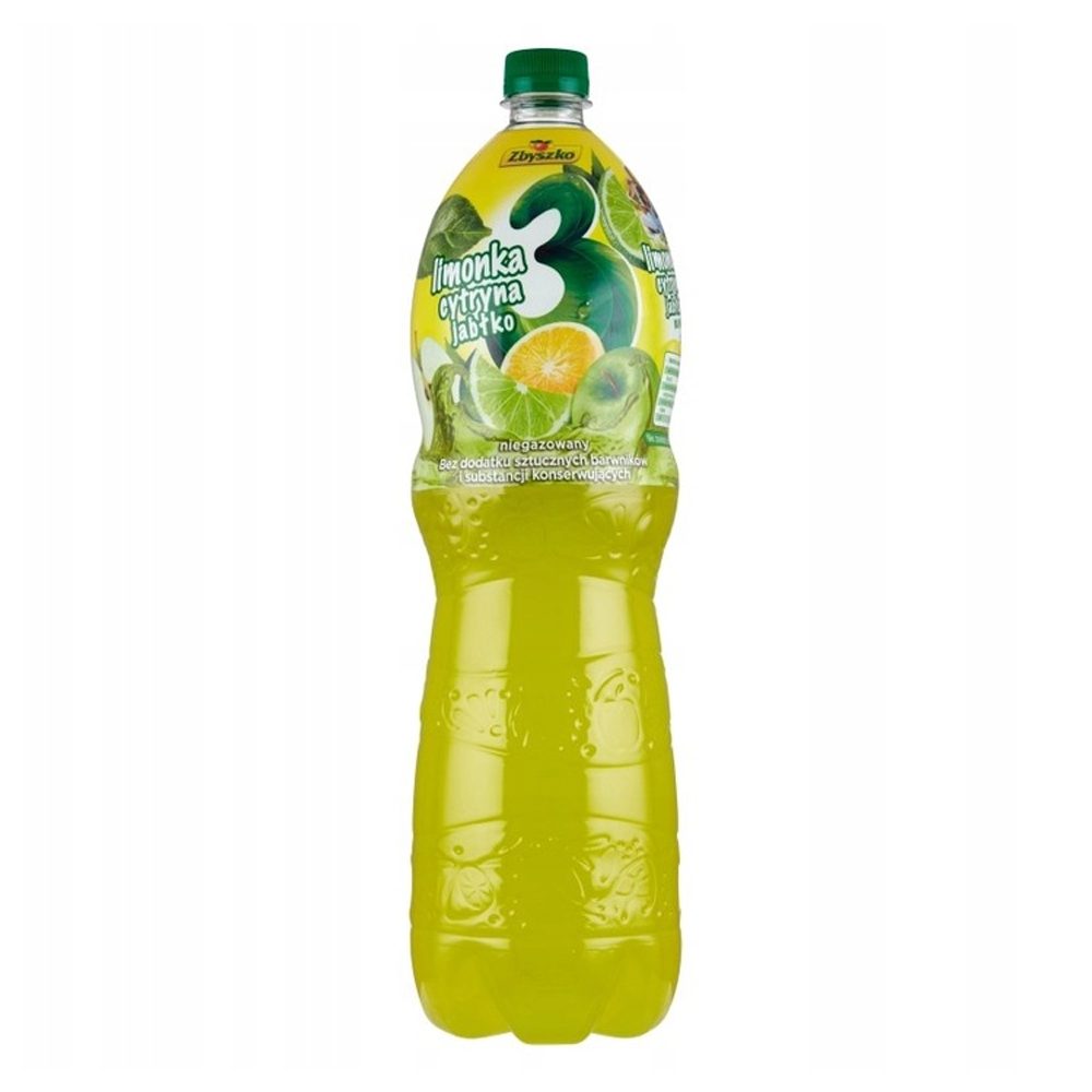 Napój Zbyszko 3 Limonka Cytryna Jabłko 1750 ml gazowany