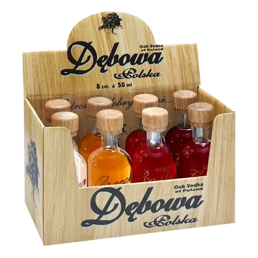 Wódka Dębowa Polska Display Złota Edycja 40% 50 ml zestaw