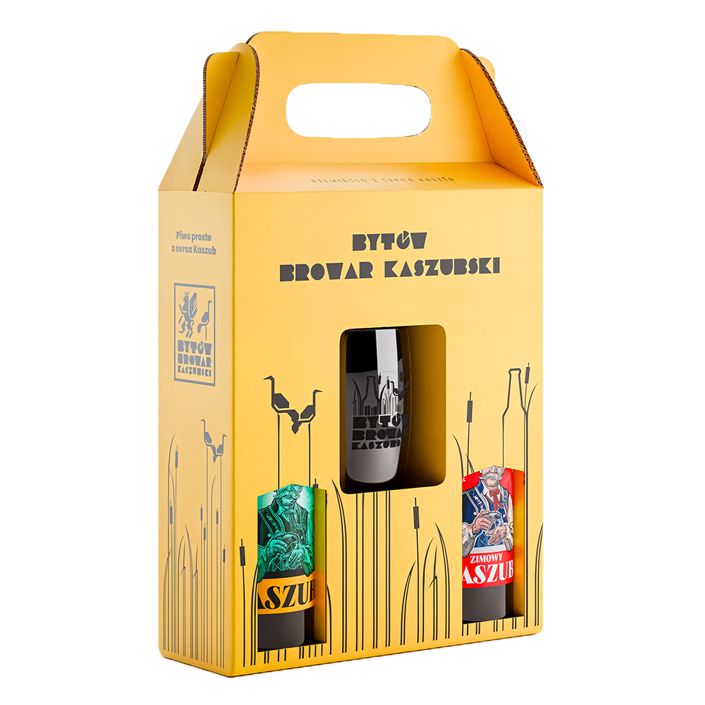 Zestaw prezentowy 2 Piwa Kaszub + szklanka (Kaszub Pils, Kaszub Zimowy)