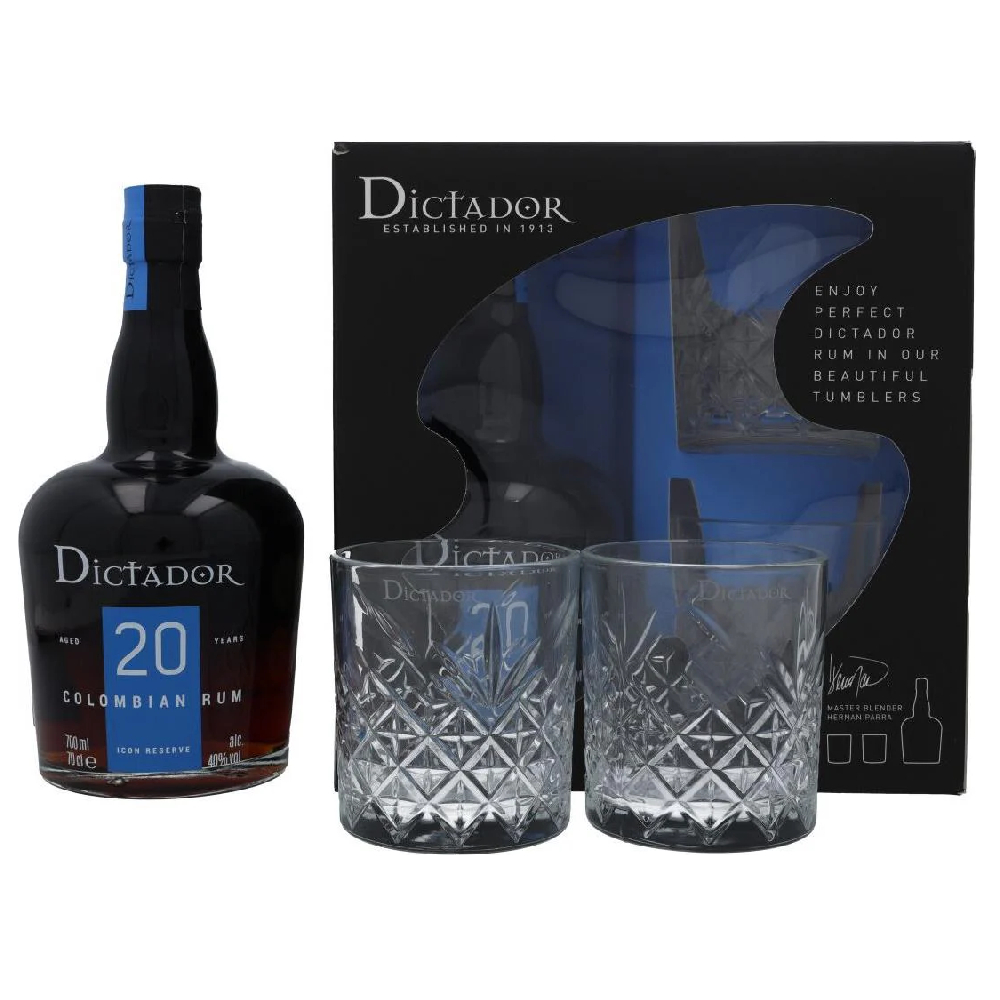 Rum Dictador 20 YO 40% 700 ml + 2 szklanki