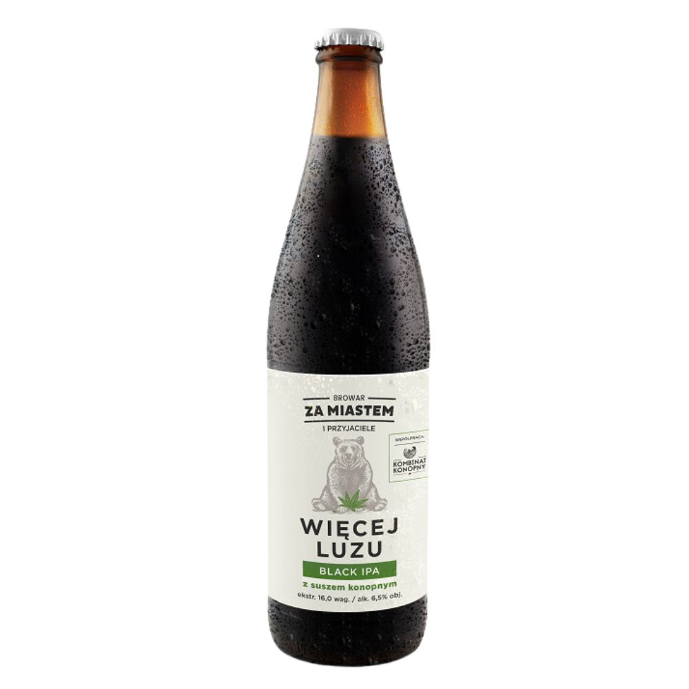 Piwo Za Miastem Więcej Luzu - Black IPA z suszem konopnym 6,5% 500 ml