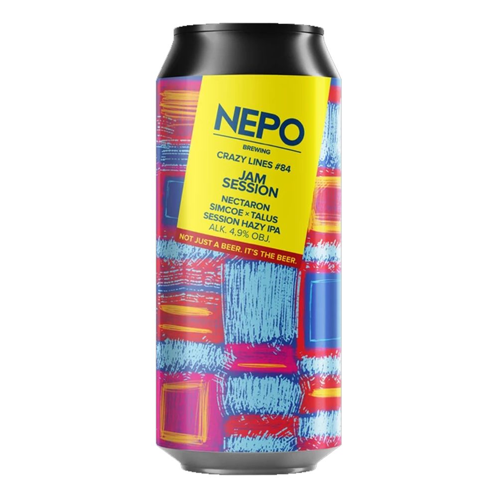 Piwo Nepomucen Crazy Lines #84 Jam Session - Nectaron, Simcoe, Talus Session Hazy IPA 4,9% 500 ml puszka