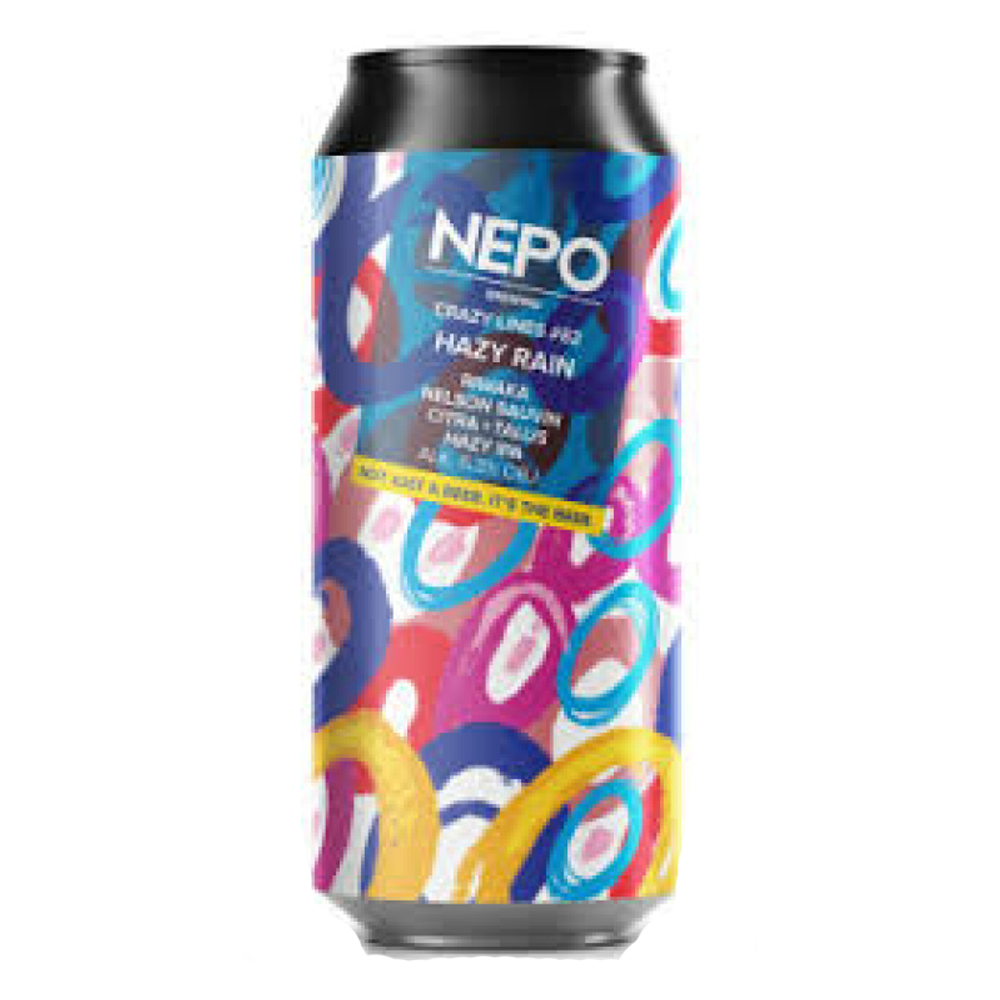Piwo Nepomucen Crazy Lines #82 Hazy Rain - Riwaka, Nelson, Sauvin, Citra Hazy IPA 6,3% 500 ml puszka
