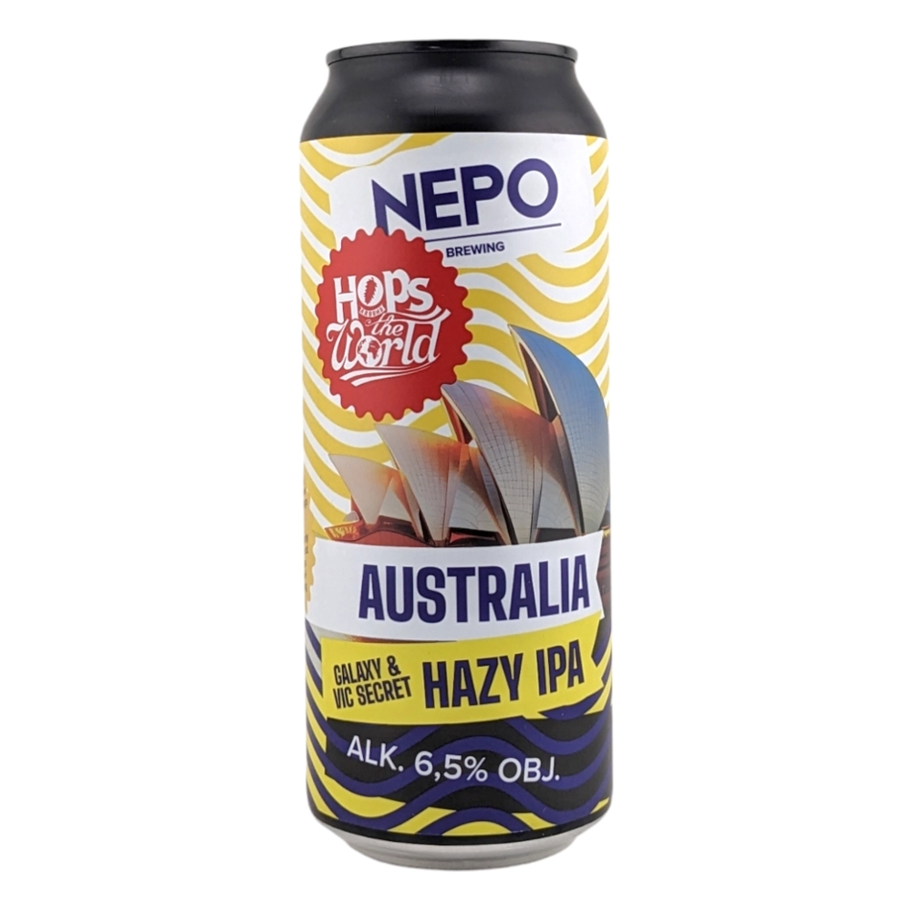 Piwo Nepomucen Hops Around The World Australia Galaxy Vic & Secret Hazy IPA 6,5% 500 ml puszka