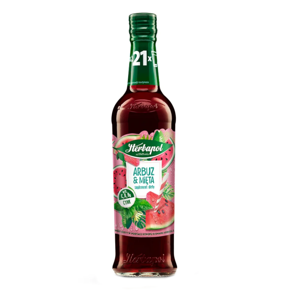 Syrop Herbapol Malina Arbuz Mięta 420 ml