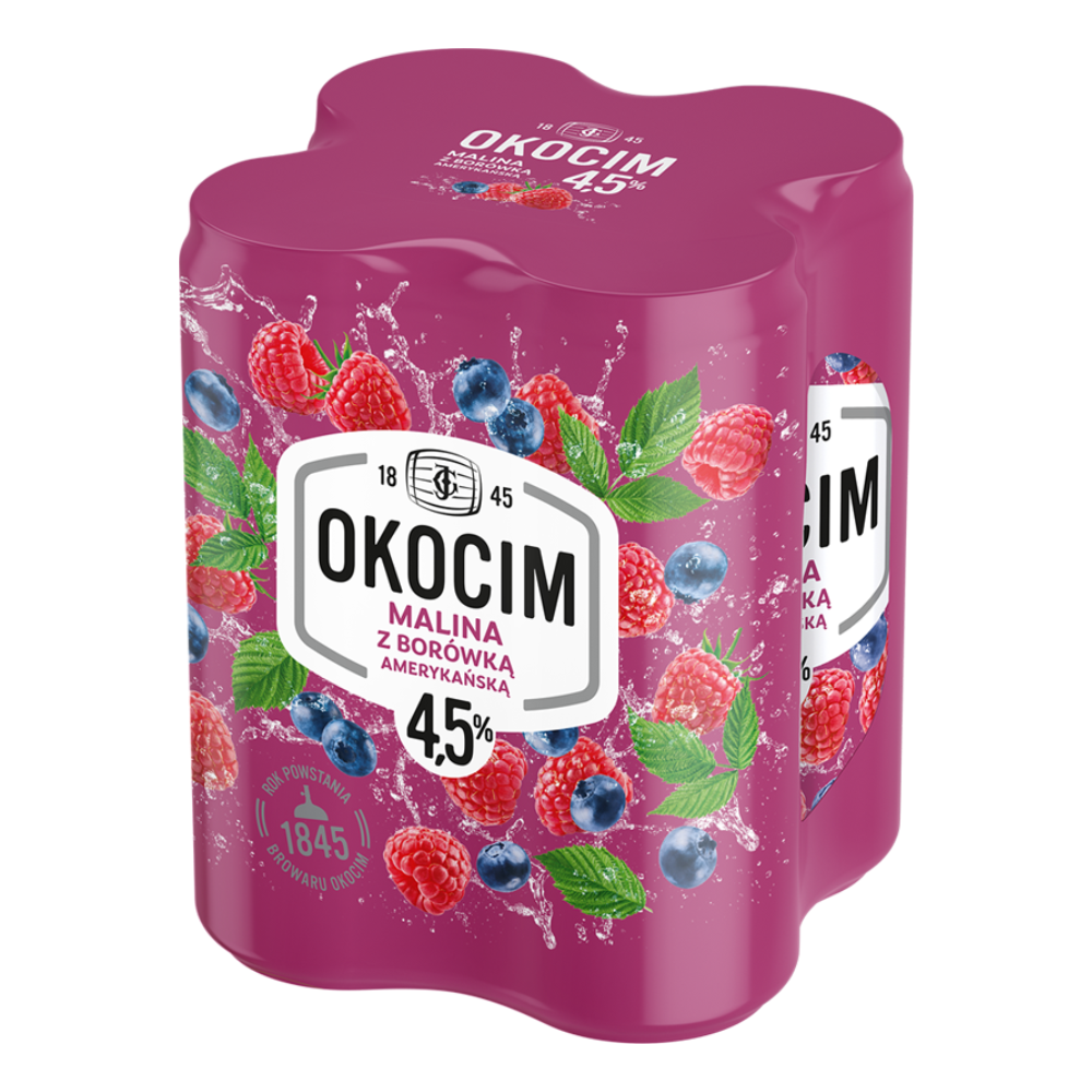 Piwo Okocim Malina z Borówką Amerykańską 4,5% 500 ml 4 - pak Puszka