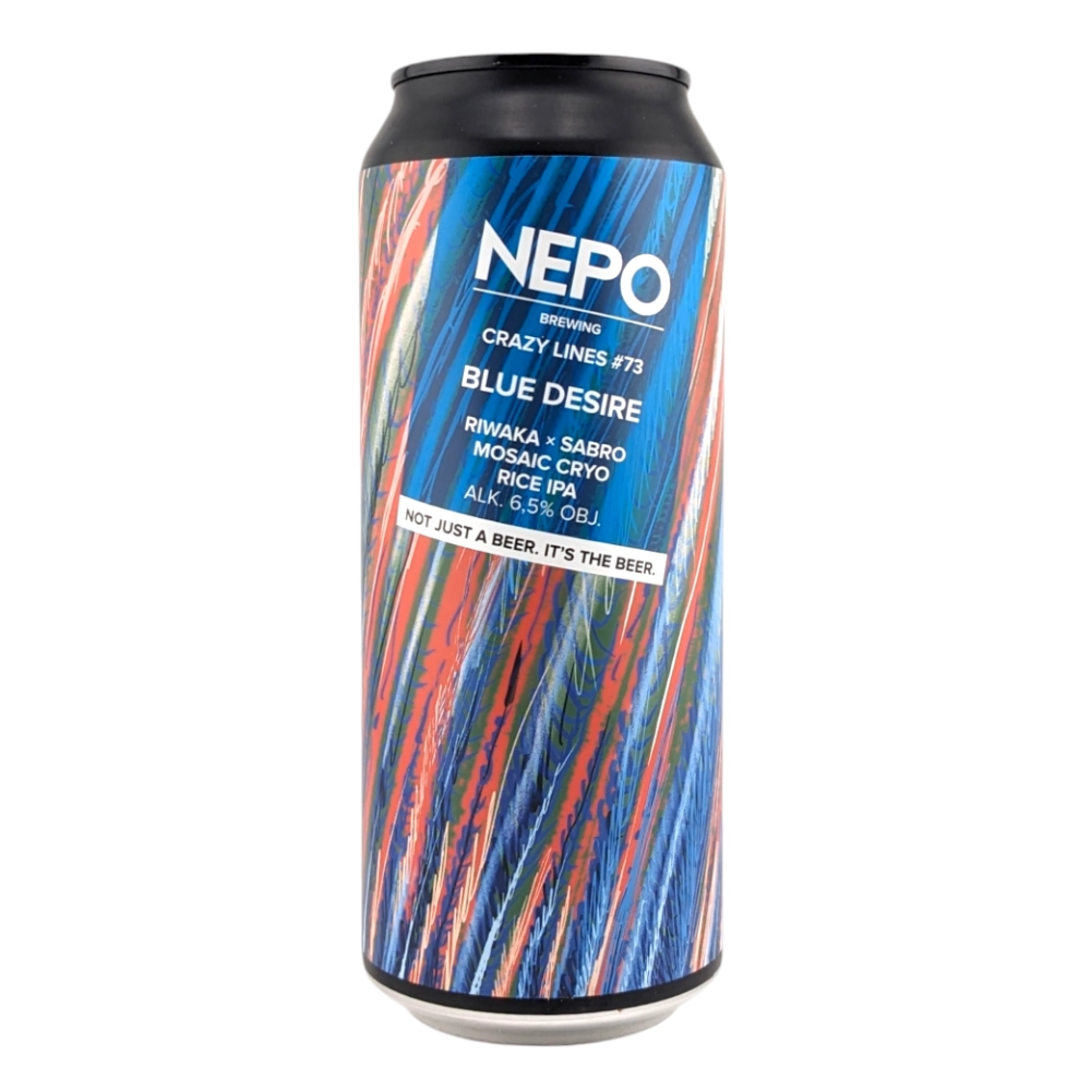 Piwo Nepomucen Crazy Lines #73 Blue Desire - Riwaka, Sabro, Mosaic Cryo Rice IPA 6,5% 500 ml Puszka