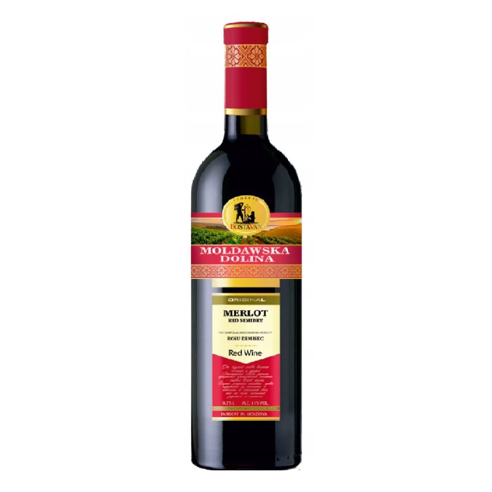 Wino Moldawska Dolina Merlot 12% czerwone półwytrawne 750 ml