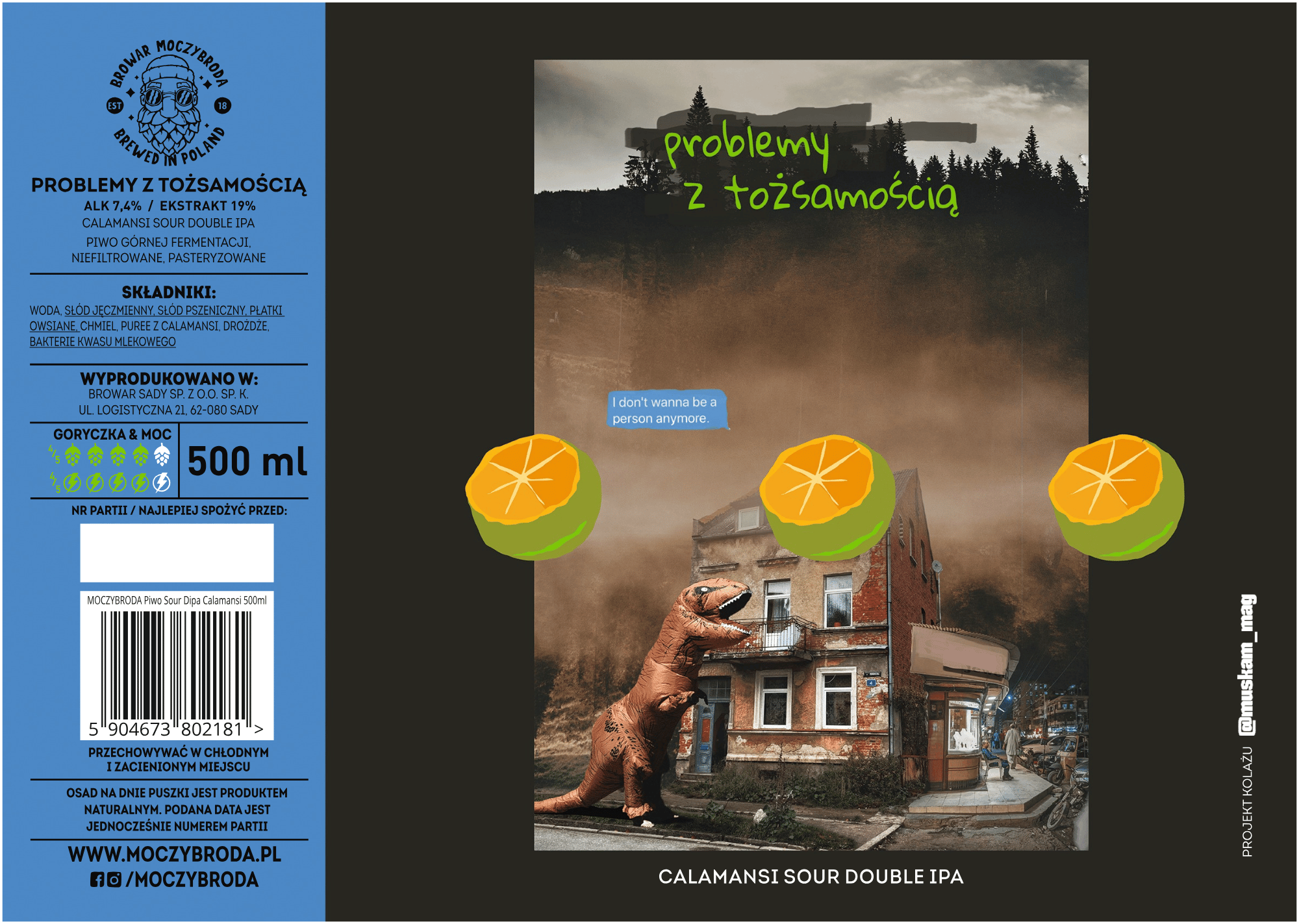 Piwo Browar Moczybroda problemy z tożsamością Calamansi Sour Double IPA 500 ml puszka