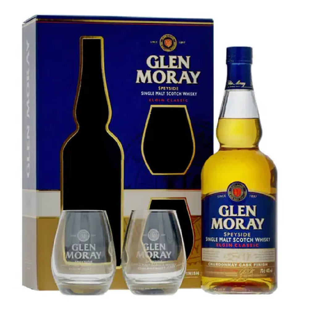 Whisky Glen Moray Chardonnay 40% 700 ml + 2 szklanik