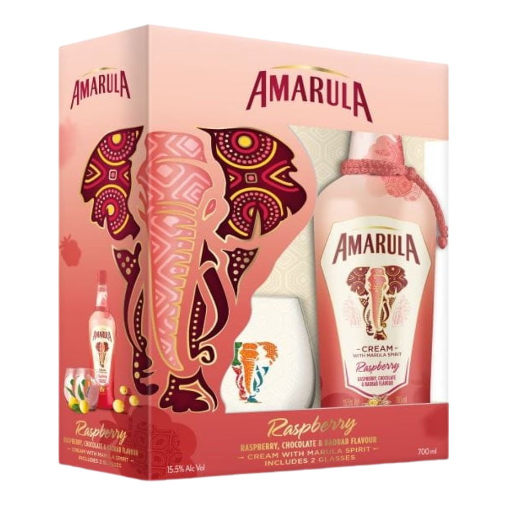 Likier Amarula Raspberry Chocolate 15,5% 700 ml + 2 szklanki
