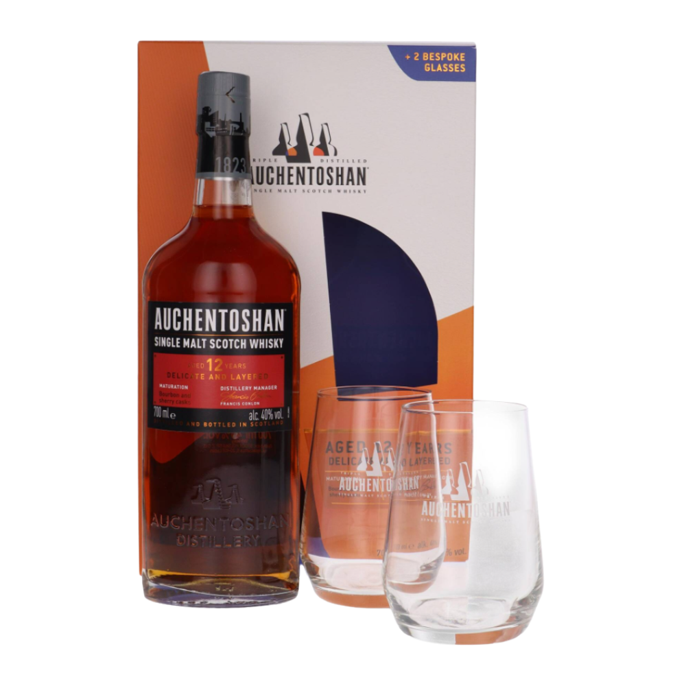 Whisky Auchentoshan 12YO 40% 700 ml + 2 szklanki