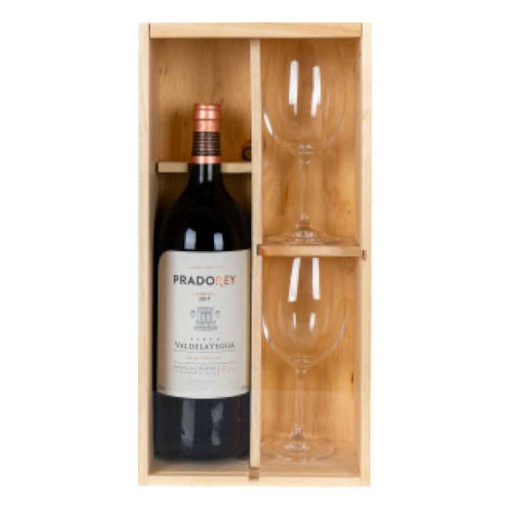 Wino Pradorey Reserva Finca La Mina 2017 skrzynka + kieliszki 14,5% czerwone wytrawne 750 ml