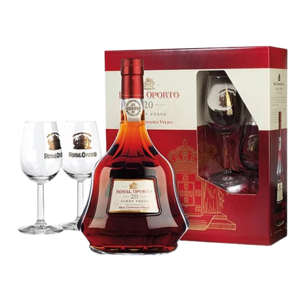 Wino wzmacniane Royal Oporto 20YO Tawny Port 20% czerwone słodkie 750 ml + 2 kieliszki
