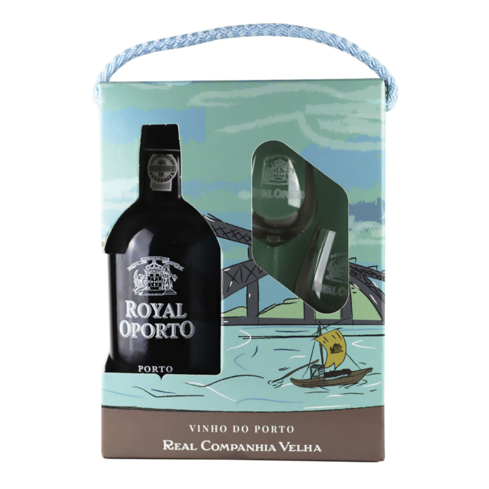 Wino wzmacniane Royal Oporto Ruby Porto 19% czerwone słodkie 750 ml + 2 kieliszki