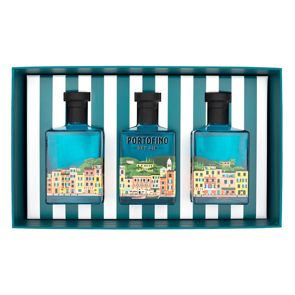 Gin Portofino Dry 43% SET - Panorama Gift Box: 3x 500 ml