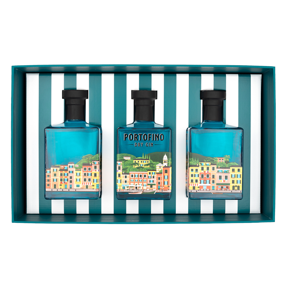 Gin Portofino Dry 43% SET - Panorama Gift Box: 3x 500 ml