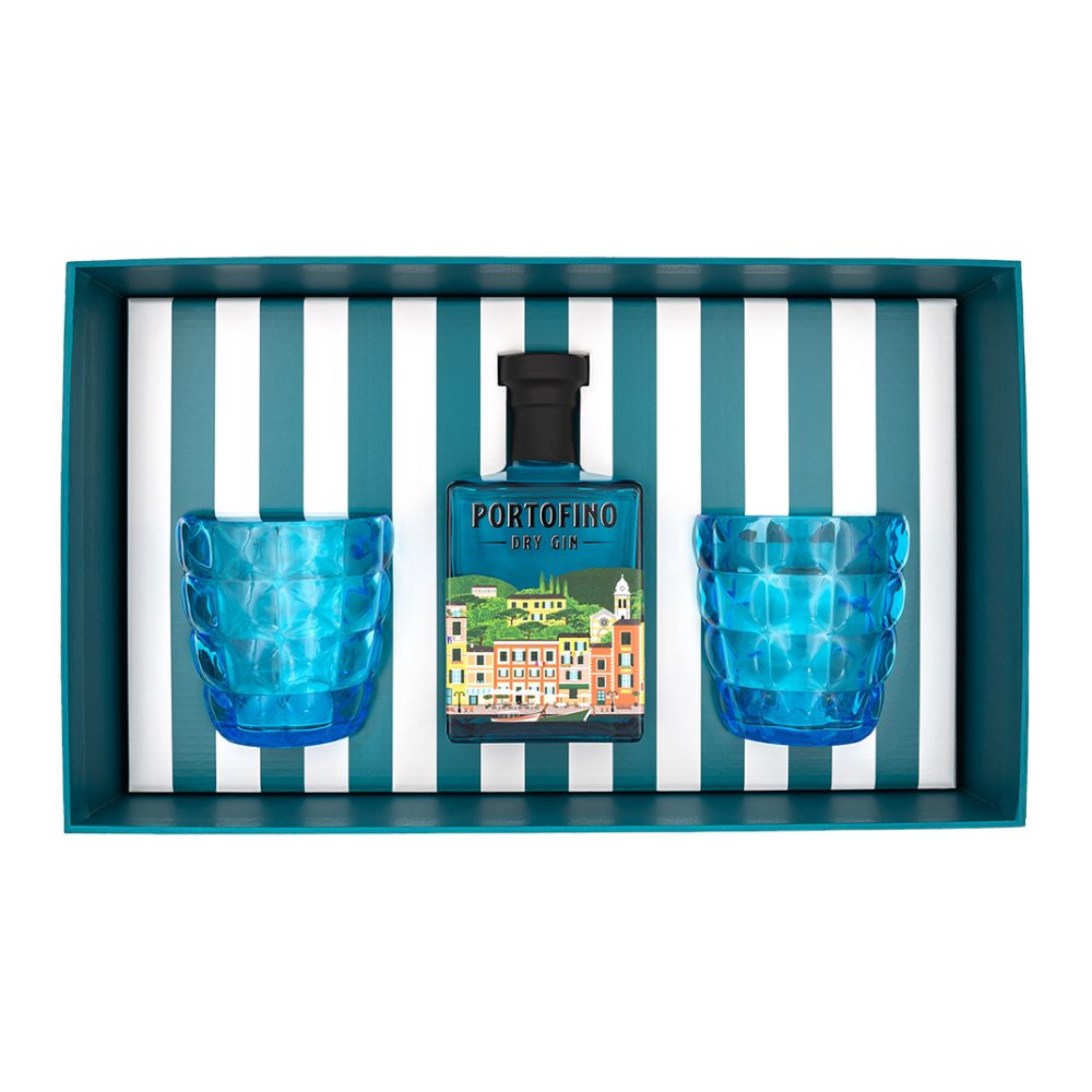 Gin Portofino Dry Mario Luca Giusti 43% 500 ml + 2 szklanki short
